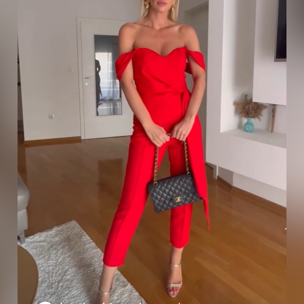 Lavish Alice Off the Shoulder Tailored Jumpsuit